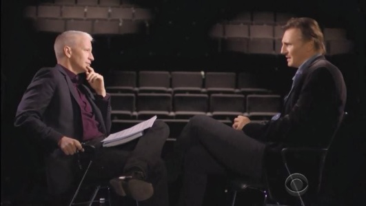 Anderson Cooper interviewing liam Neeson. 
